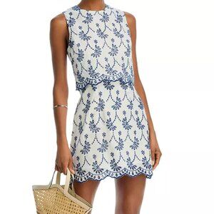 NWT AQUA Embroidered Scalloped Mini Dress - Exclusive
